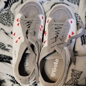 Gola Gray and White Sneakers with Red Heart Accents